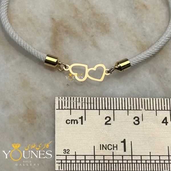 دستبند دو قلب توخالی طلا لیزری